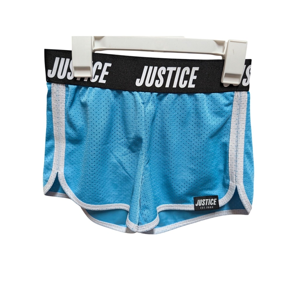 Justice Mesh Dolphin Shorts Girls Size M 10 Blue Excellent Logo Waistband Active